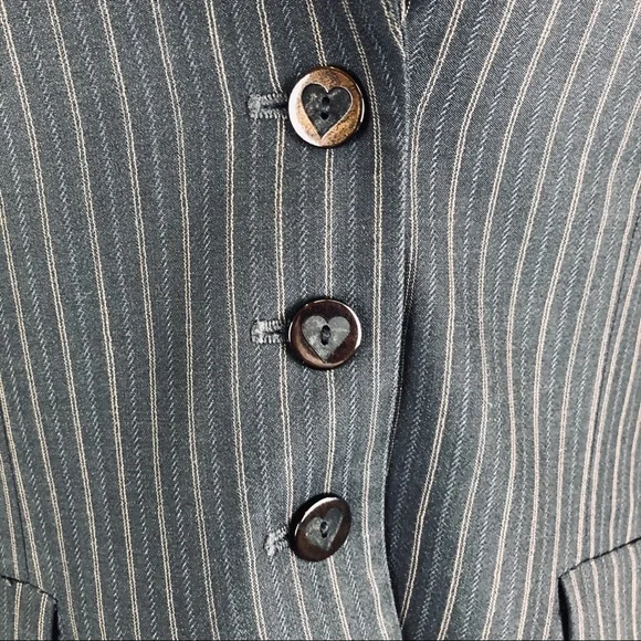 Rebecca Taylor gray pinstripe blazer wool blend size 10 - Picture 4 of 8